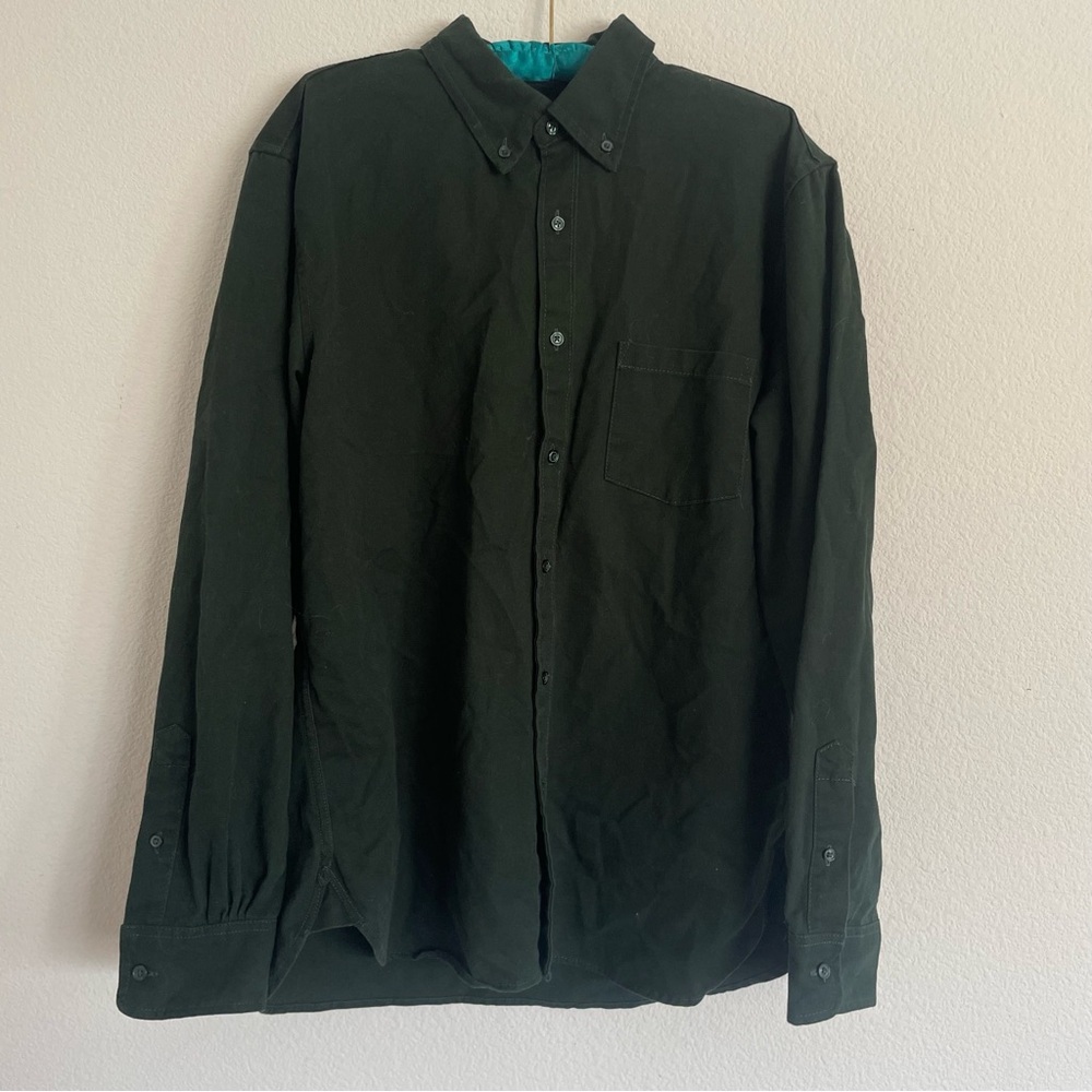Brandy Melville Dark Green Button-Down Shirt with Chest Pocket